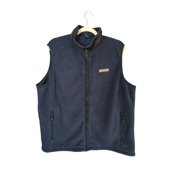Vineyard Vines Other - Vineyard Vines Vest Mens L Blue Fleece Pockets Full Zip